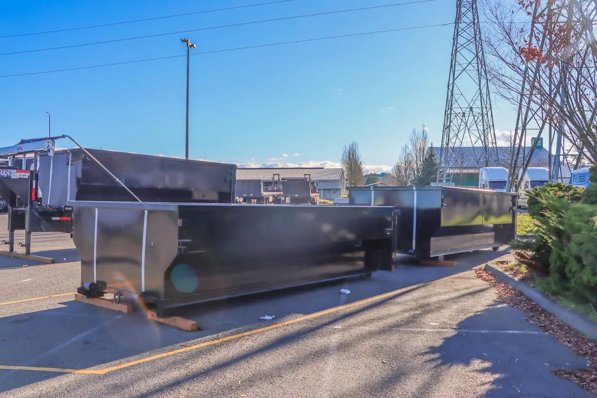 Roll-off dumpster ready for waste disposal at job site for 4 Yard Dumpster Rental in Brooklyn Center